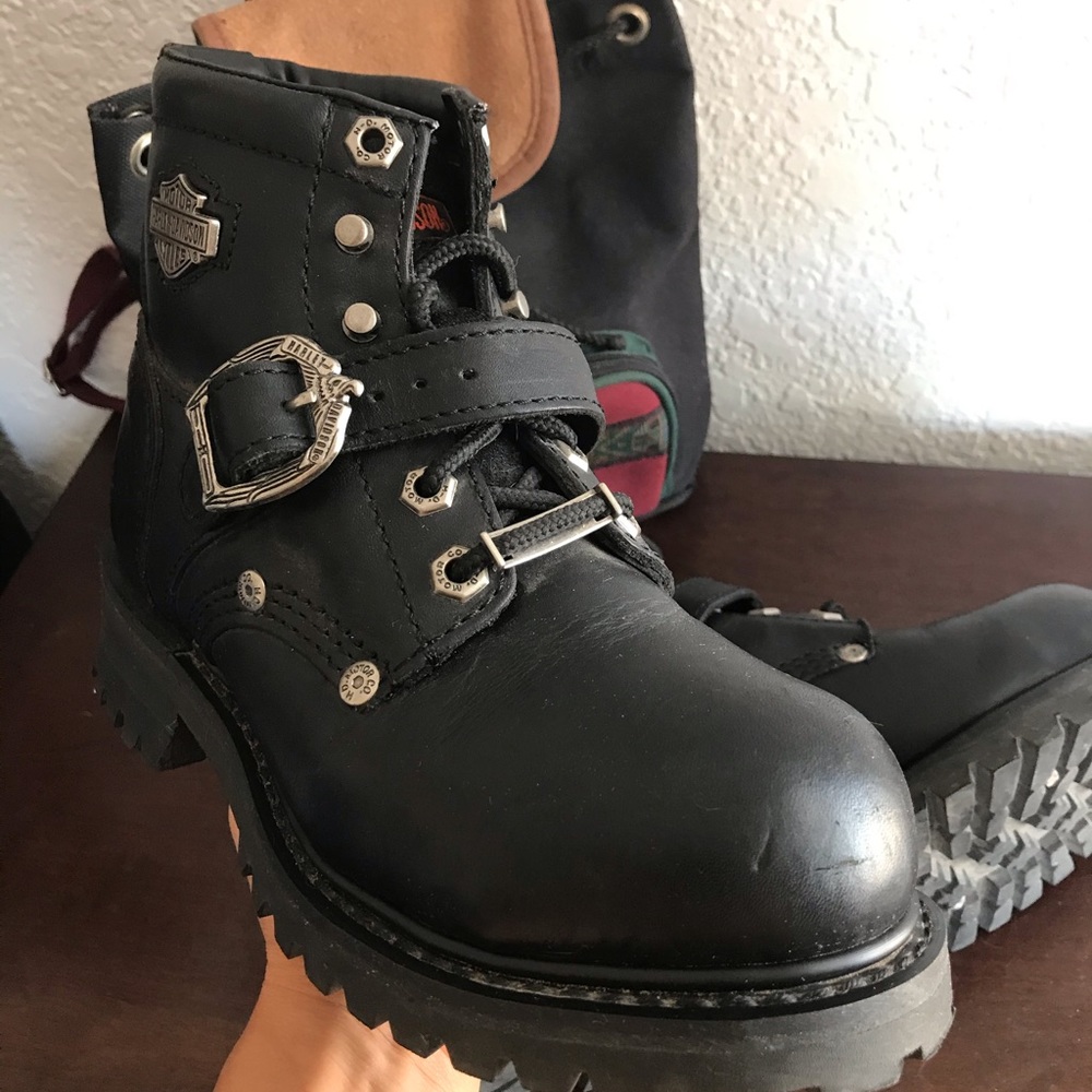 Black leather Harley boots - Picture 3 of 8